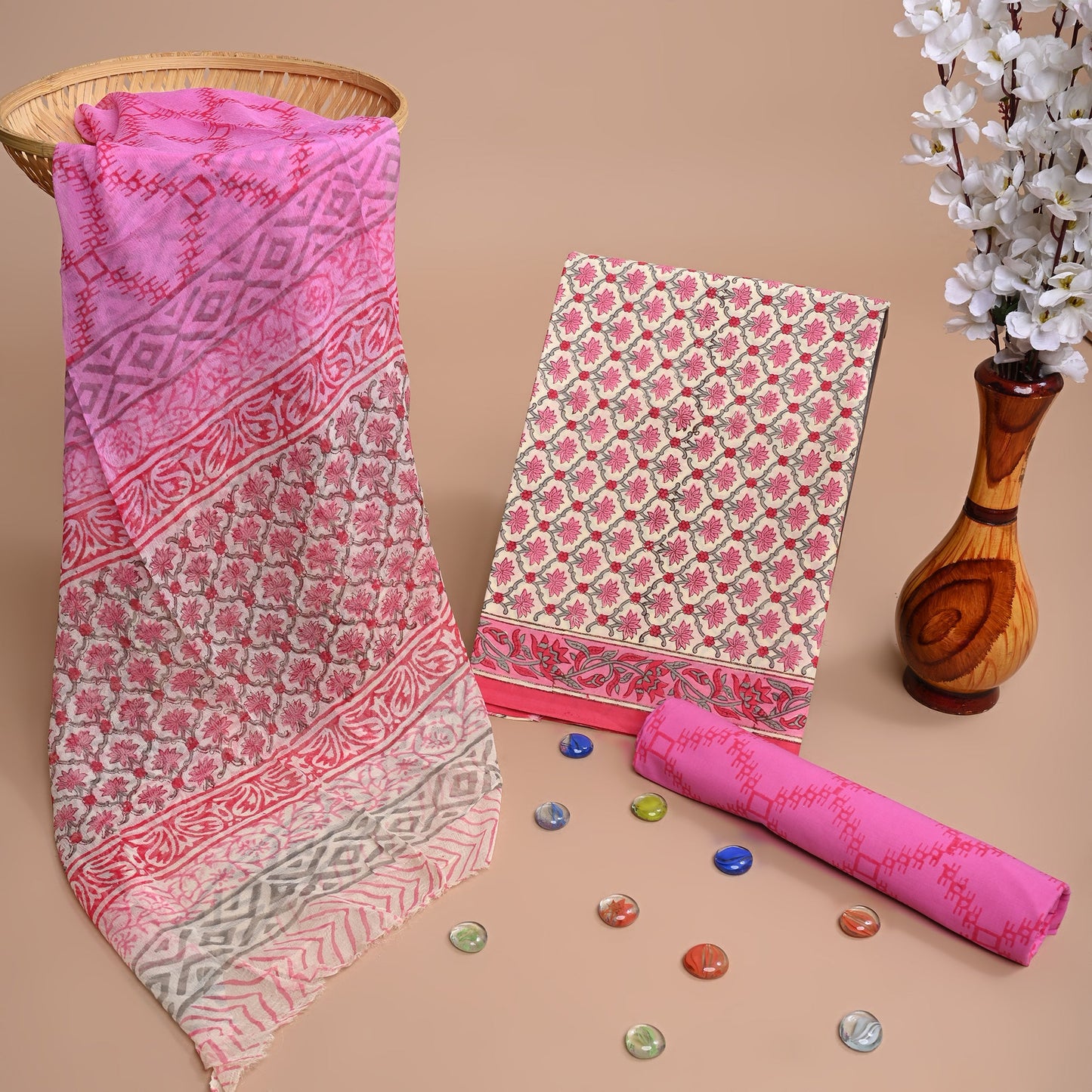 CHIFFON DUPATTA COTTON SUIT