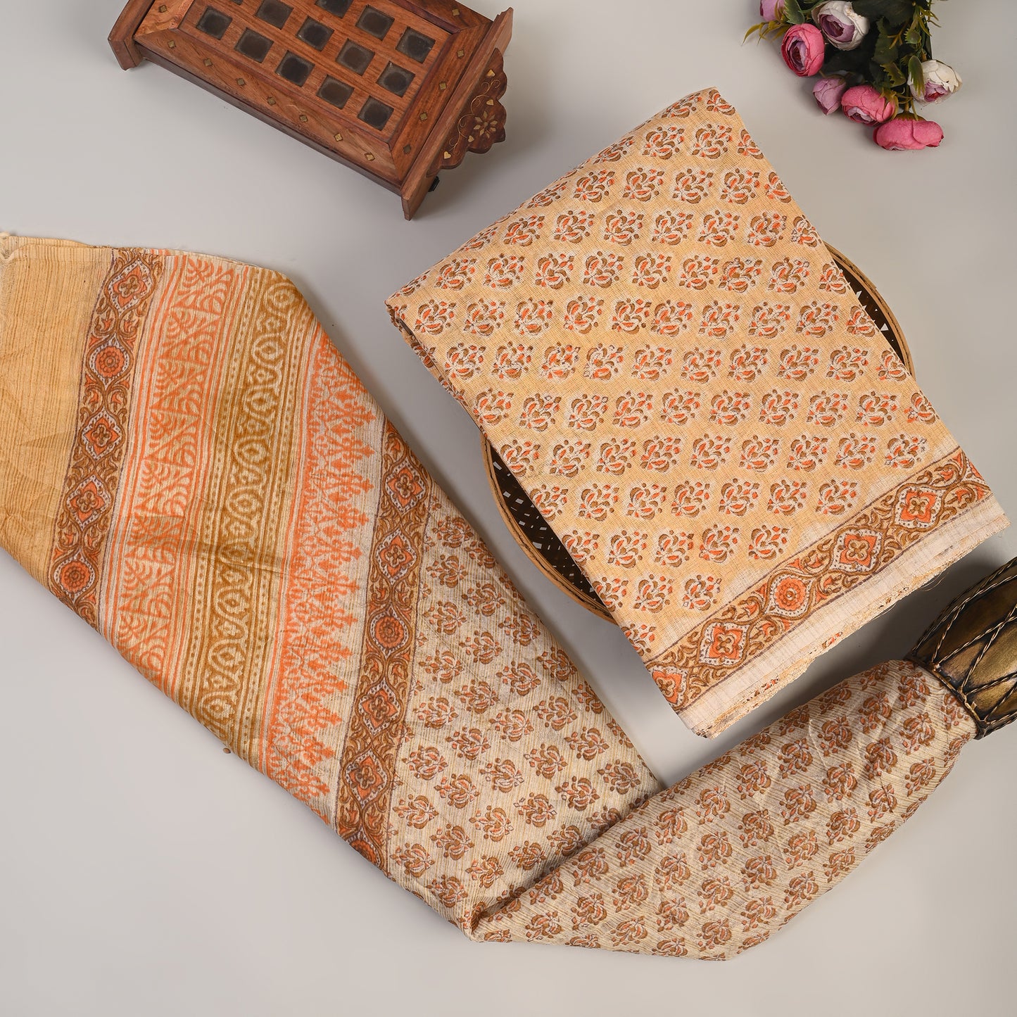 Bhagalpure Cotton Suit (TOP & DUPATTA SET)