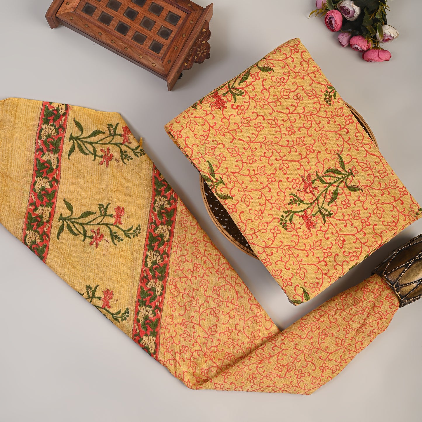 Bhagalpure Cotton Suit (TOP & DUPATTA SET)