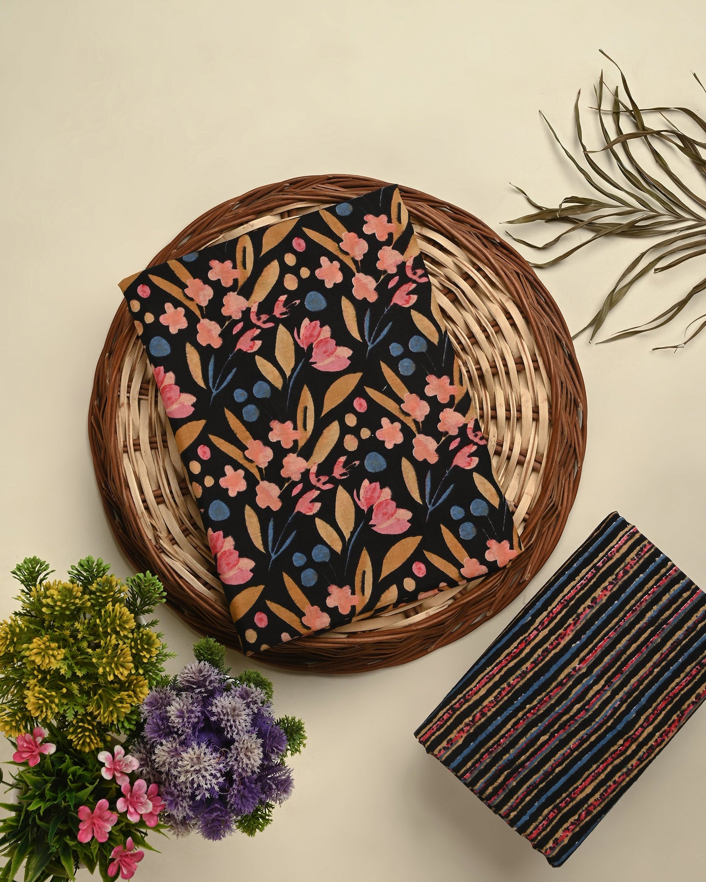 Multy color unstitched printed pure cotton fabric or dress material top and bottom set for women for dress from tanchui having sangeneri print bagru print Jaipuri print