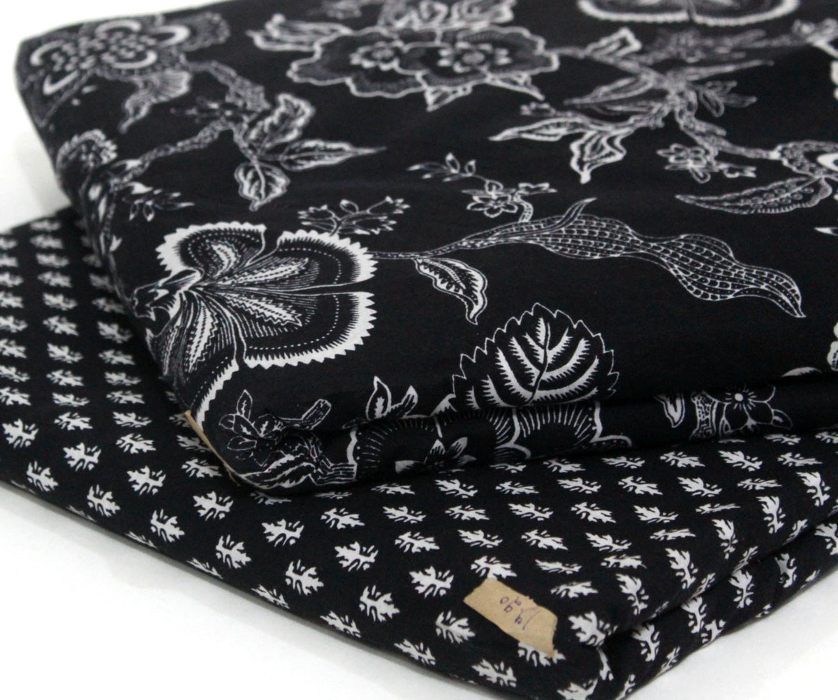 Black unstitched printed pure cotton fabric or dress material top and bottom set for women for dress from tanchui having sangeneri print bagru print Jaipuri print