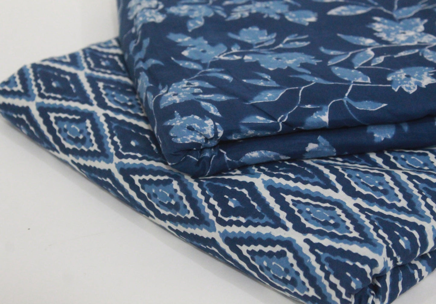 Blue unstitched printed  pure cotton fabric or dress material top and bottom set for women for dress from tanchui having sangeneri print bagru print Jaipuri print