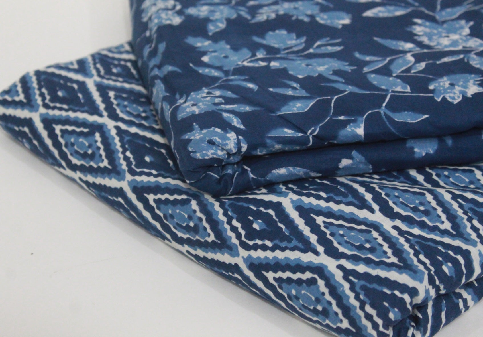 Blue unstitched printed  pure cotton fabric or dress material top and bottom set for women for dress from tanchui having sangeneri print bagru print Jaipuri print