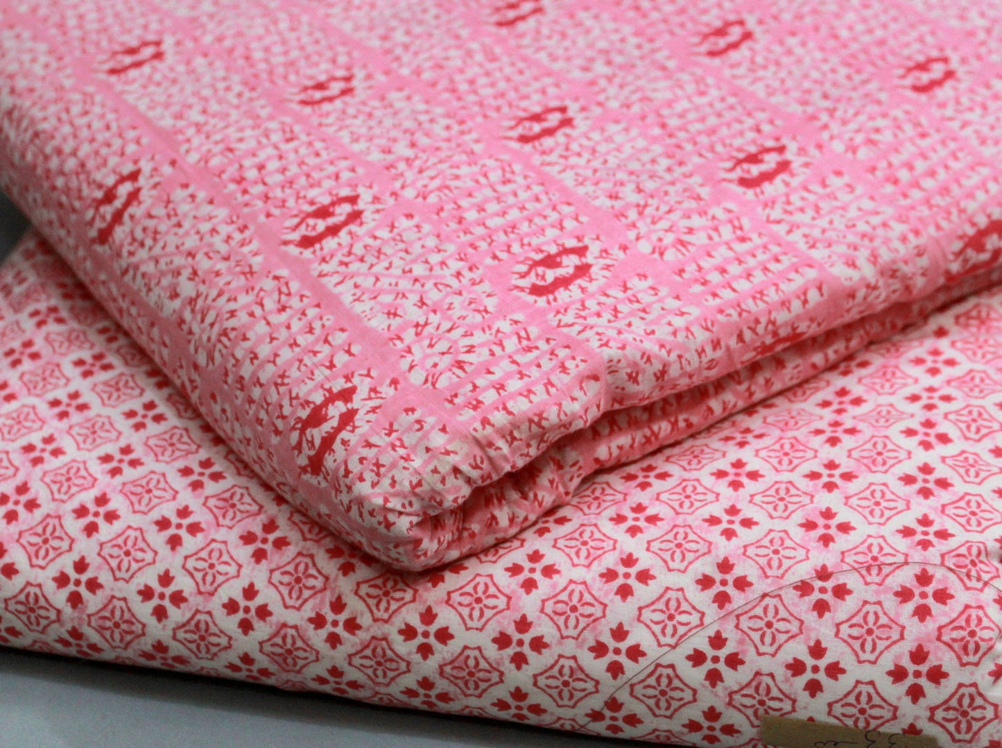 Pink unstitched printed pure cotton fabric or dress material top and bottom set for women for dress from tanchui having sangeneri print bagru print Jaipuri print