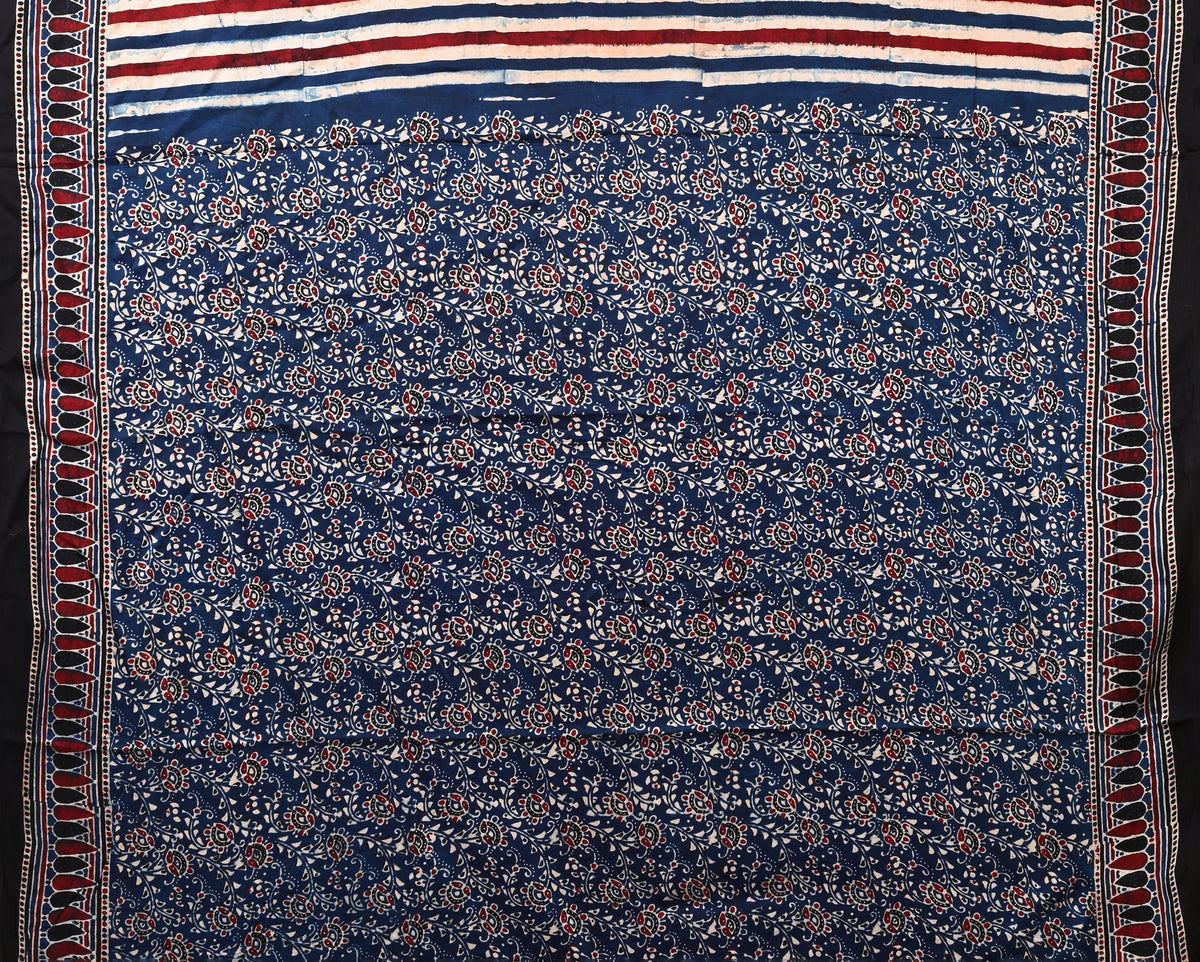 PURE CUPRO MODAL SAREE – AUTHENTIC AJRAKH HANDBLOCK PRINT