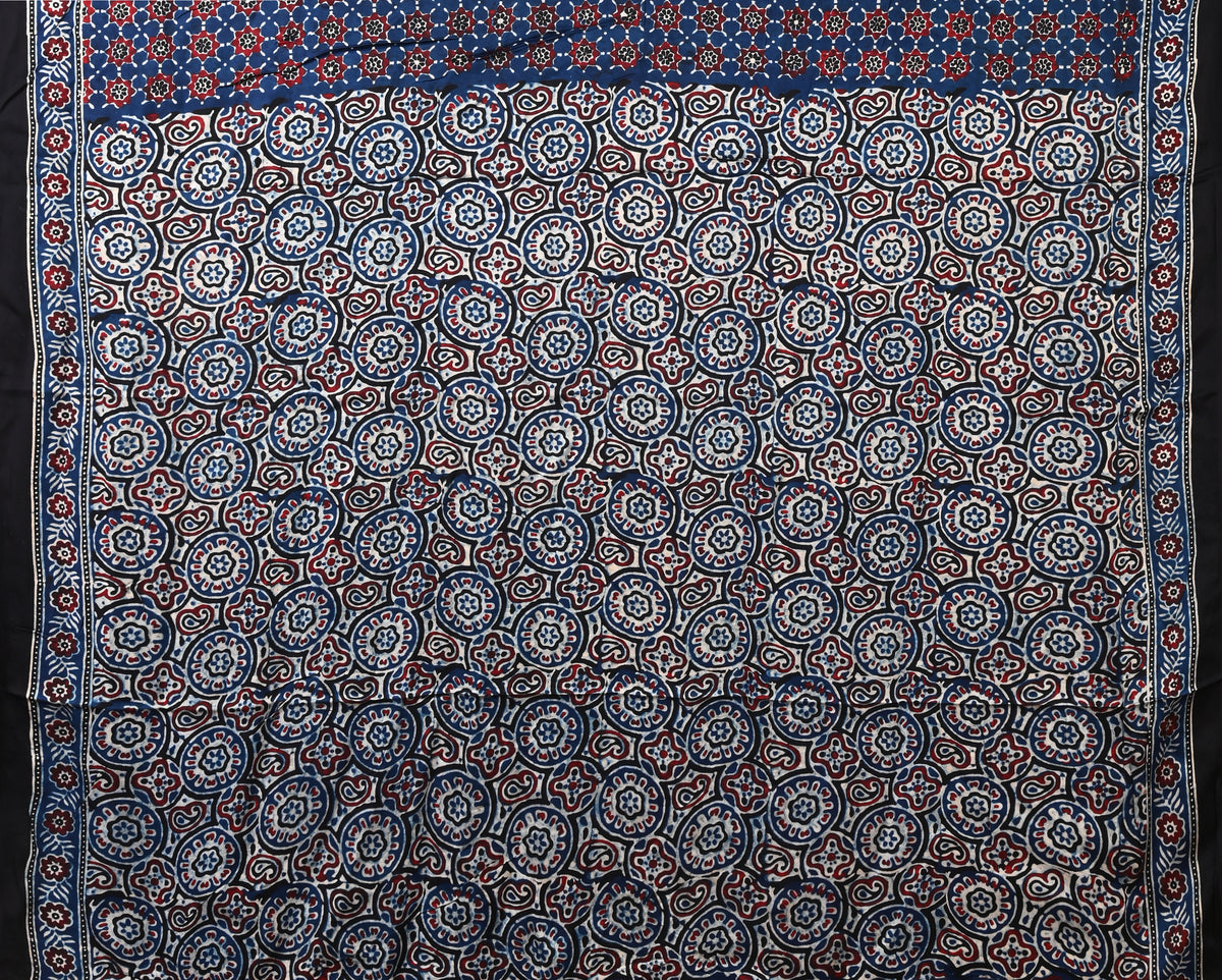 PURE CUPRO MODAL SAREE – AUTHENTIC AJRAKH HANDBLOCK PRINT