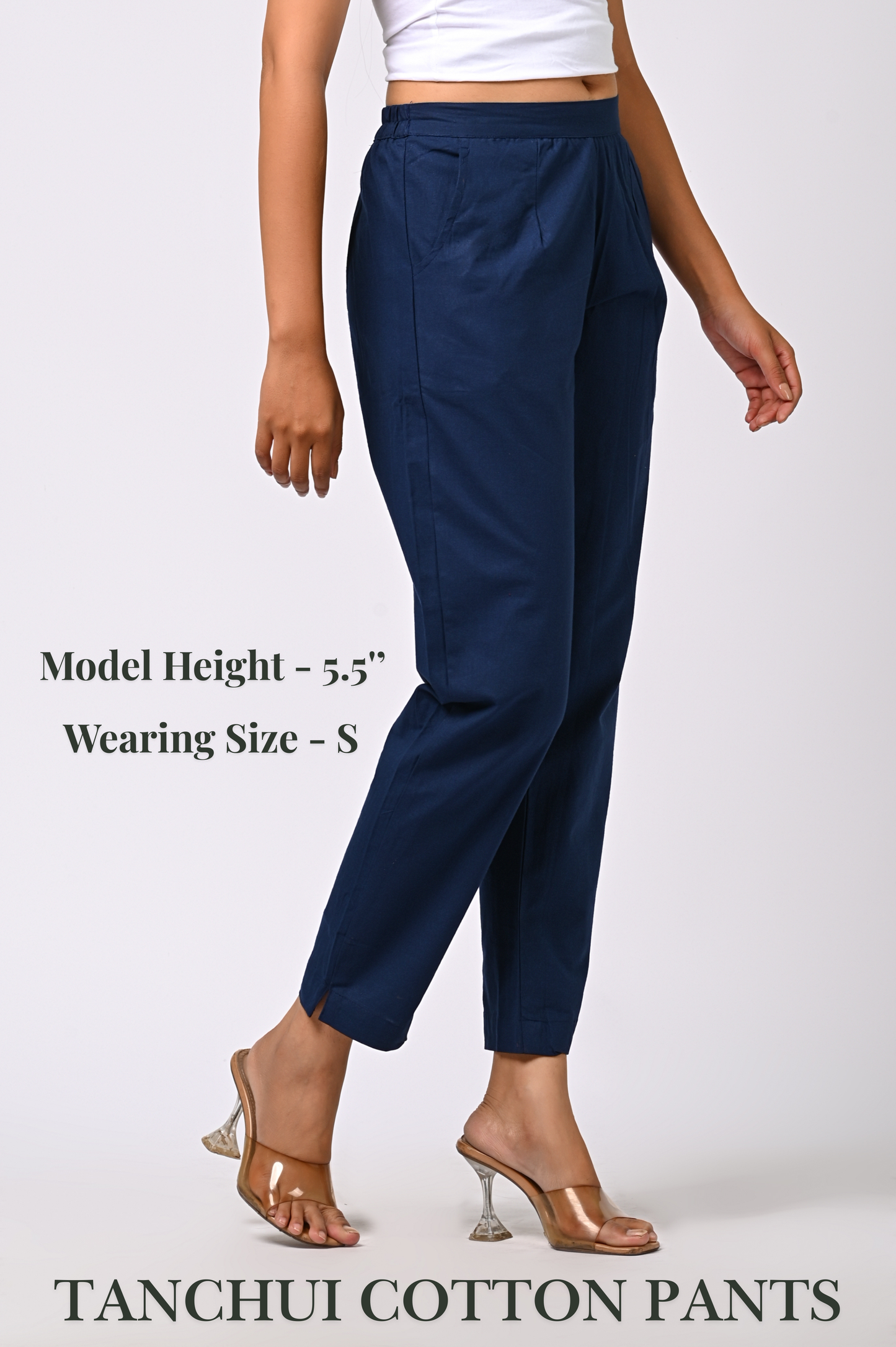 BLUE COTTON PANT FOR WOMEN