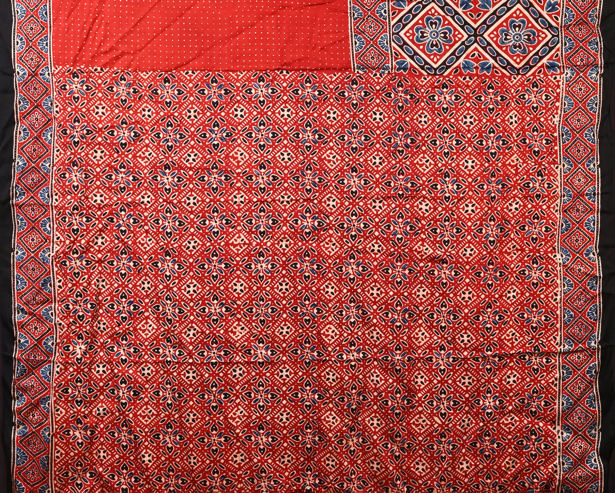 PURE CUPRO MODAL SAREE – AUTHENTIC AJRAKH HANDBLOCK PRINT