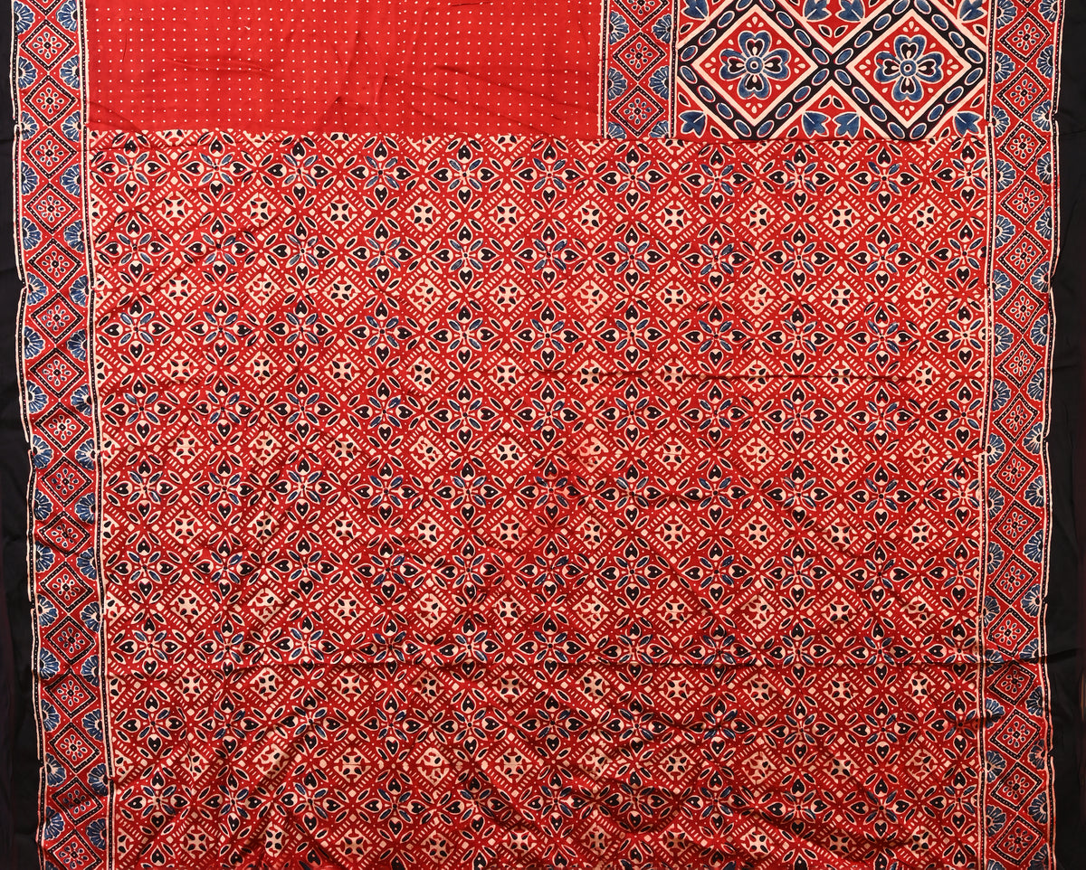 PURE CUPRO MODAL SAREE – AUTHENTIC AJRAKH HANDBLOCK PRINT