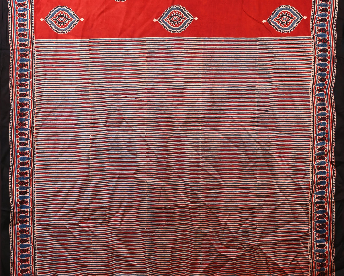 PURE CUPRO MODAL SAREE – AUTHENTIC AJRAKH HANDBLOCK PRINT