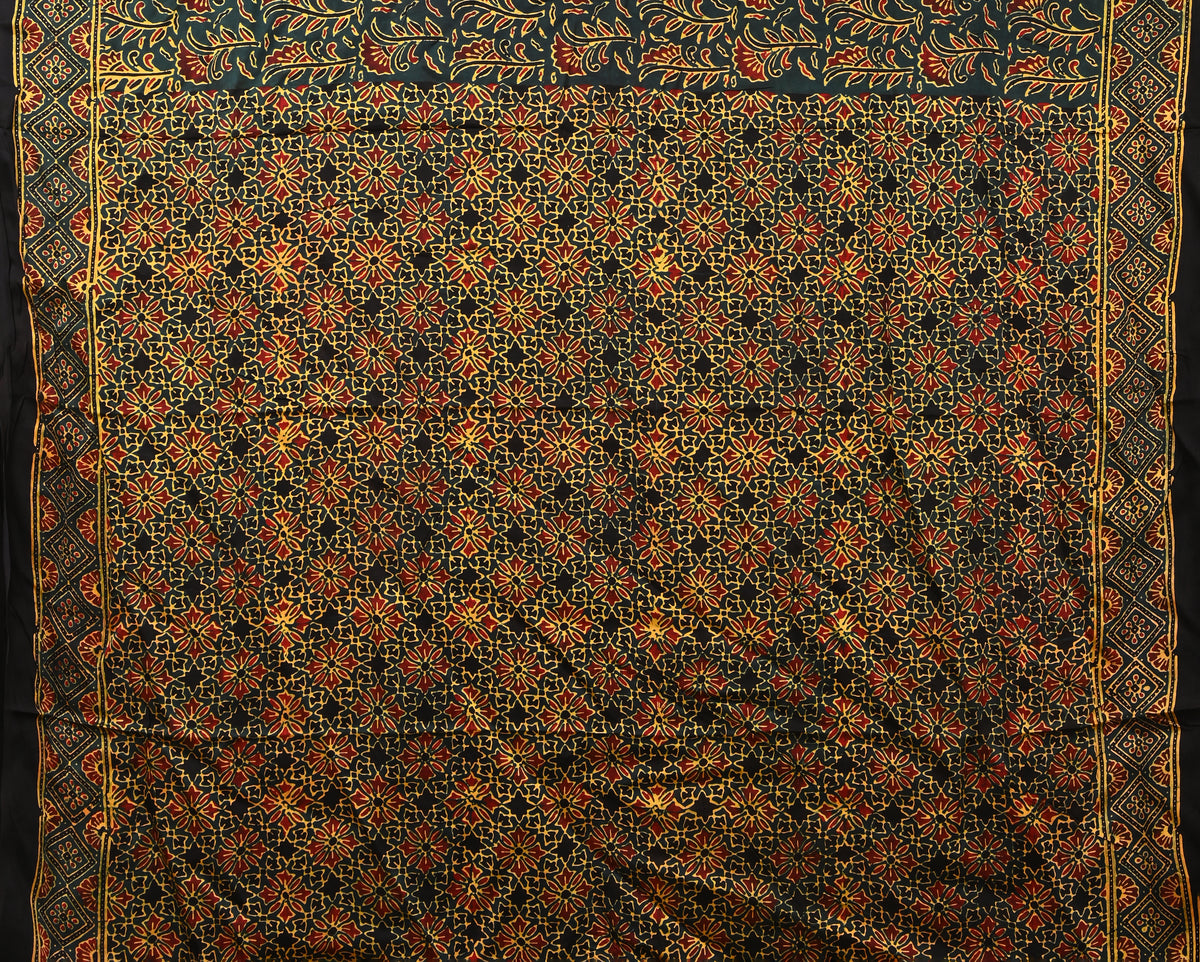 PURE CUPRO MODAL SAREE – AUTHENTIC AJRAKH HANDBLOCK PRINT