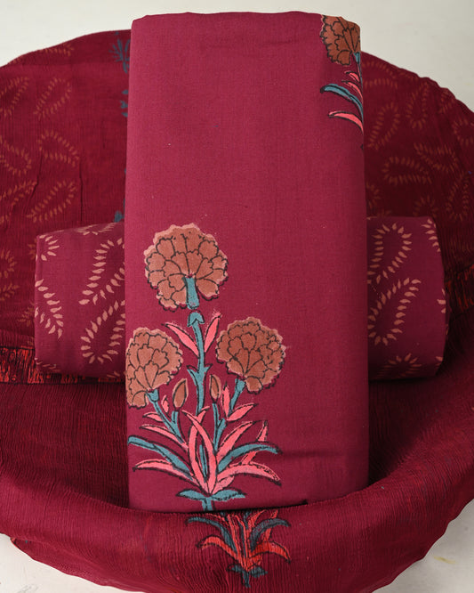 CHIFFON DUPATTA COTTON SUIT