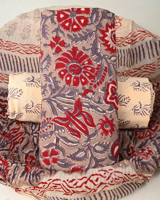CHIFFON DUPATTA COTTON SUIT