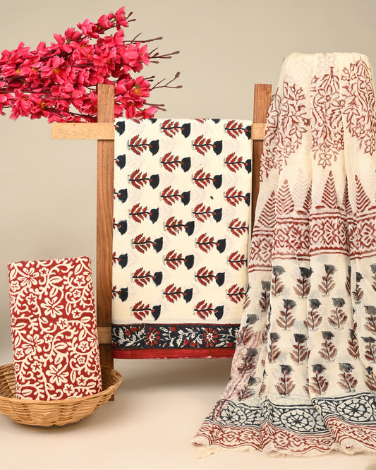 Cotton Suit With Chiffon Dupatta  tanchui