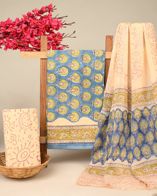 sachin and babi light blue dress Cotton Dress Materials with Cotton Dupatta: Buy Unstitched Suits Online
