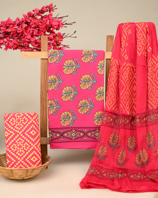 CHIFFON DUPATTA COTTON SUIT