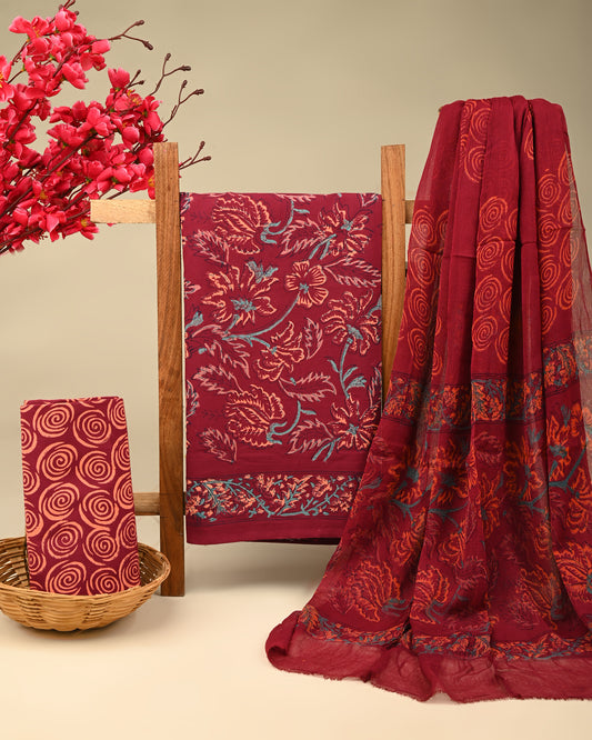 CHIFFON DUPATTA COTTON SUIT