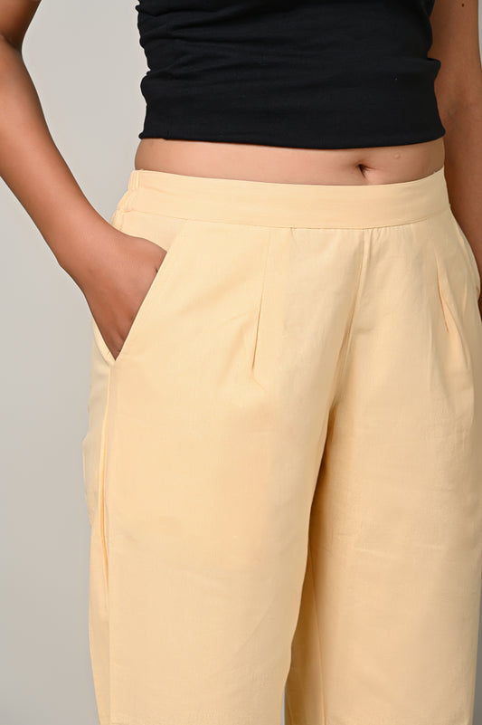 BEIGE COTTON PANT FOR WOMEN