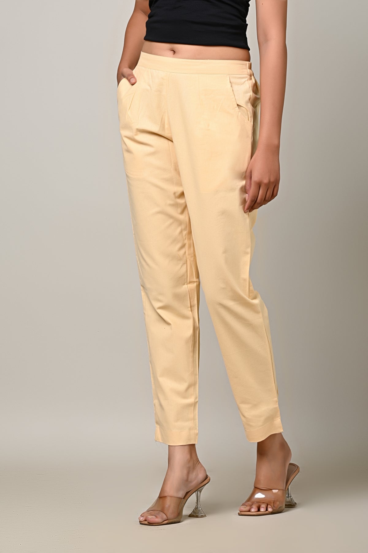 BEIGE COTTON PANT FOR WOMEN