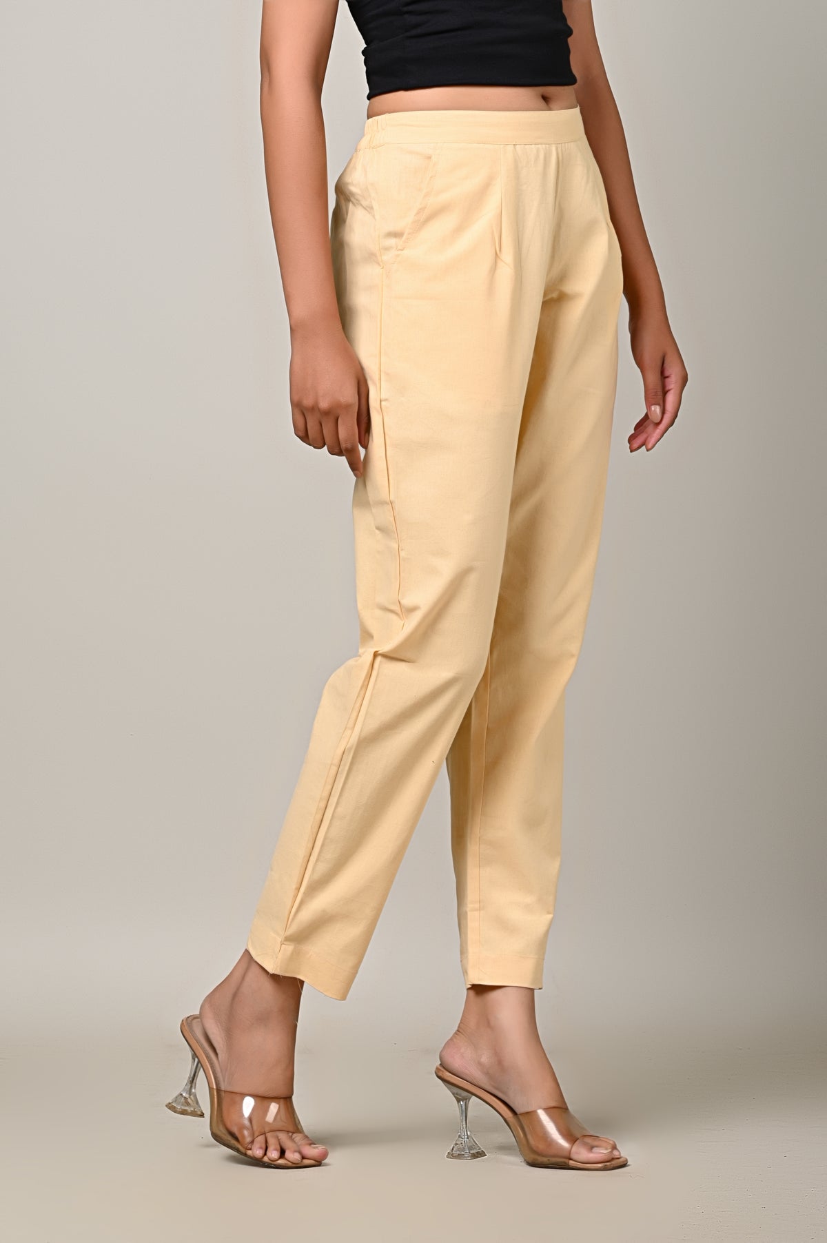 BEIGE COTTON PANT FOR WOMEN