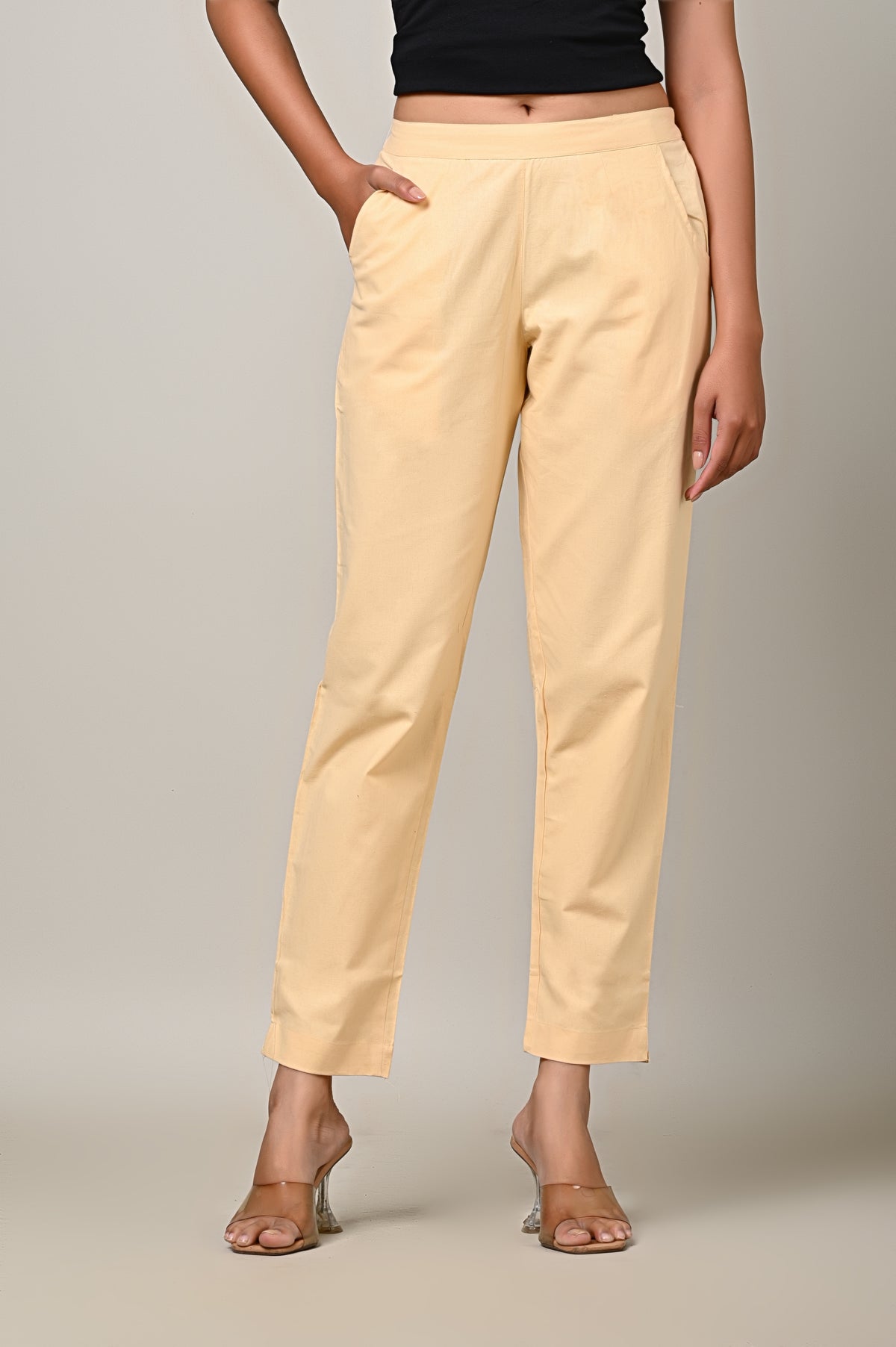 BEIGE COTTON PANT FOR WOMEN