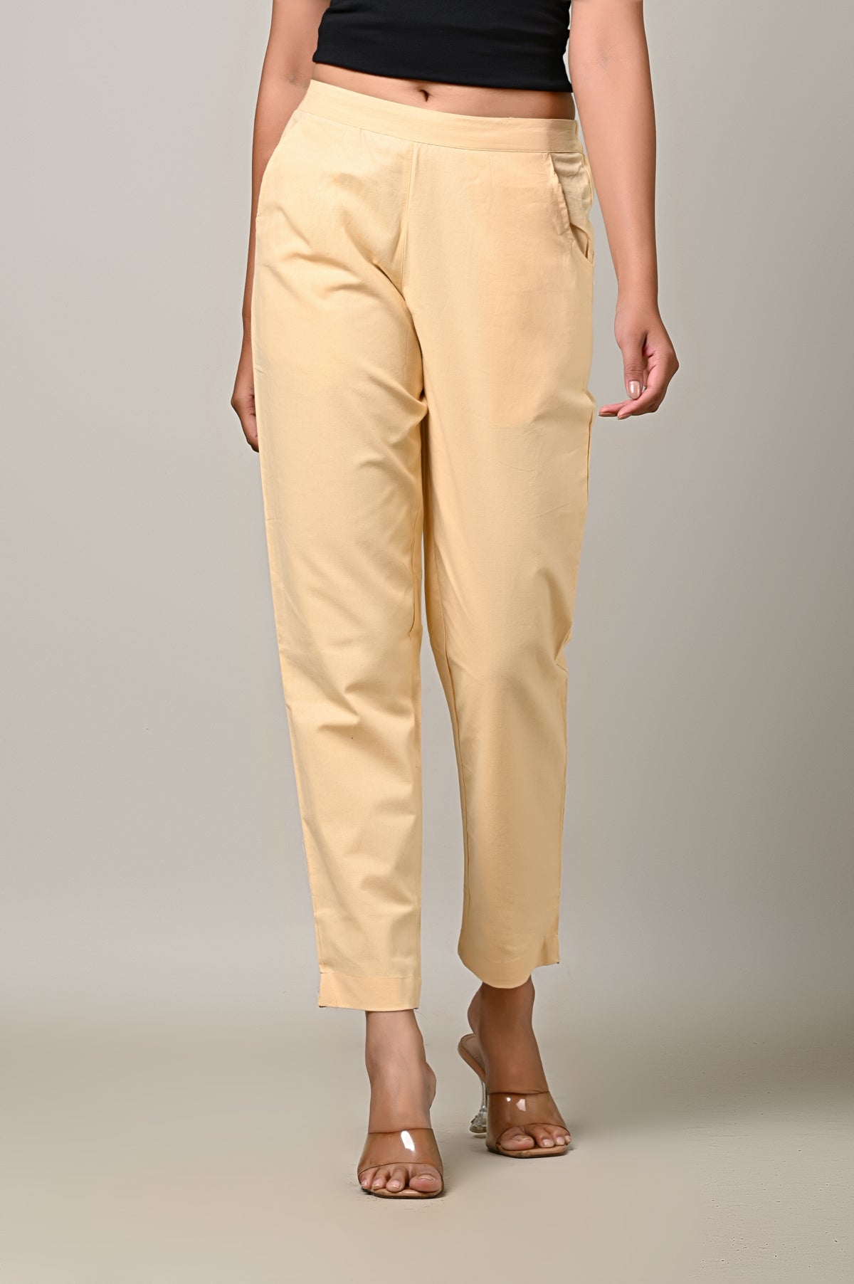 BEIGE COTTON PANT FOR WOMEN
