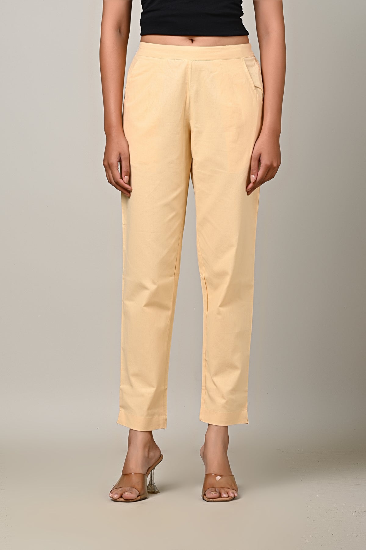 BEIGE COTTON PANT FOR WOMEN