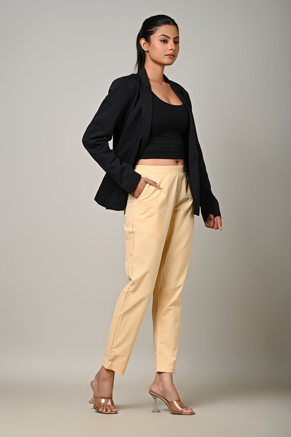 BEIGE COTTON PANT FOR WOMEN