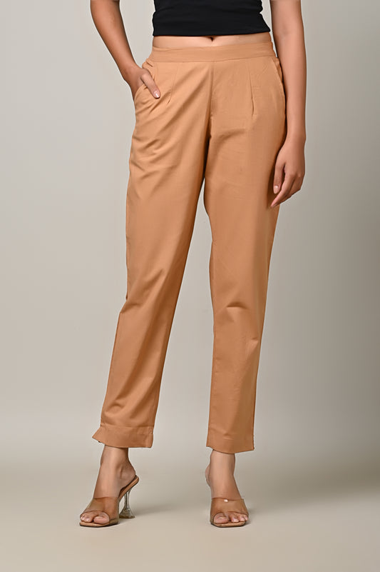 COFFEE COTTON PANT FOR WOMEN