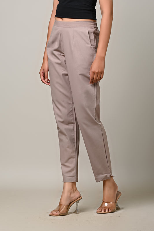 GREY COTTON PANT FOR WOMEN
