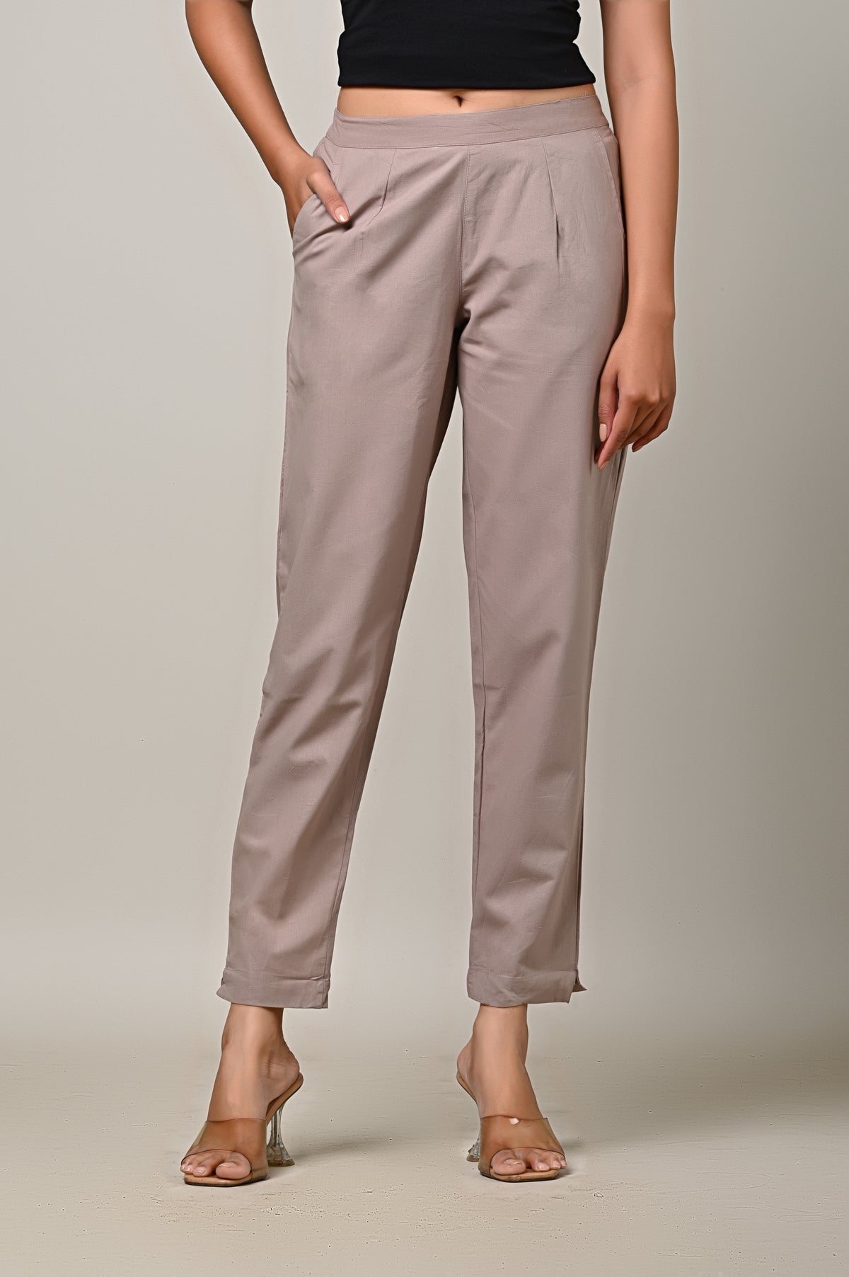 GREY COTTON PANT FOR WOMEN