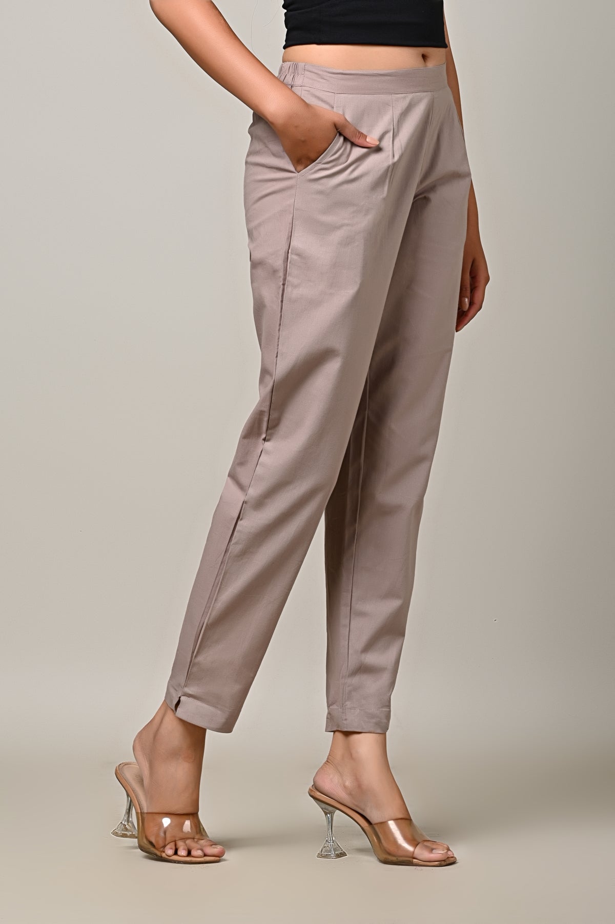 GREY COTTON PANT FOR WOMEN