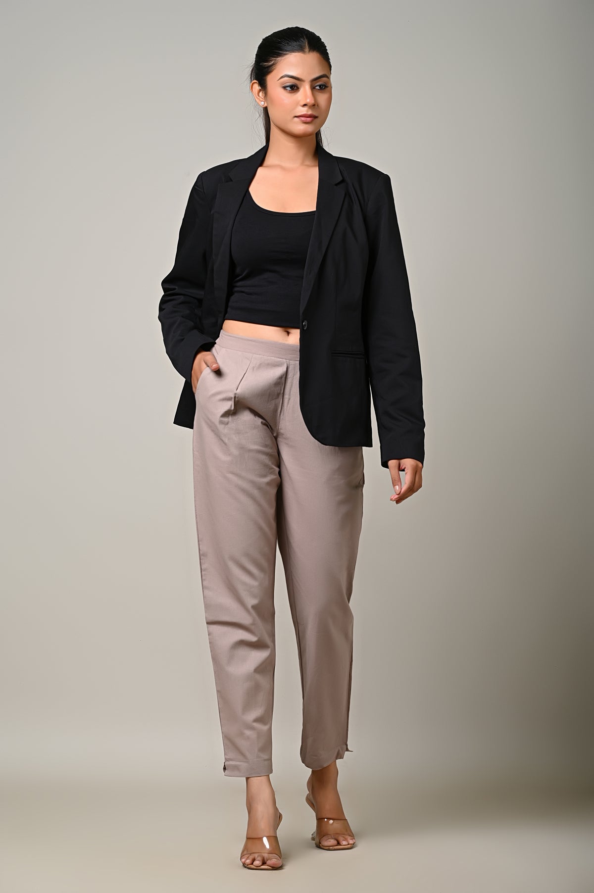 GREY COTTON PANT FOR WOMEN