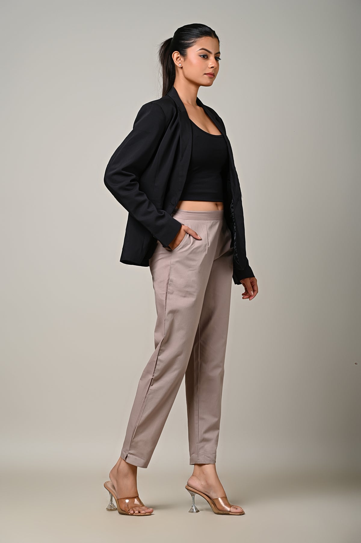 GREY COTTON PANT FOR WOMEN