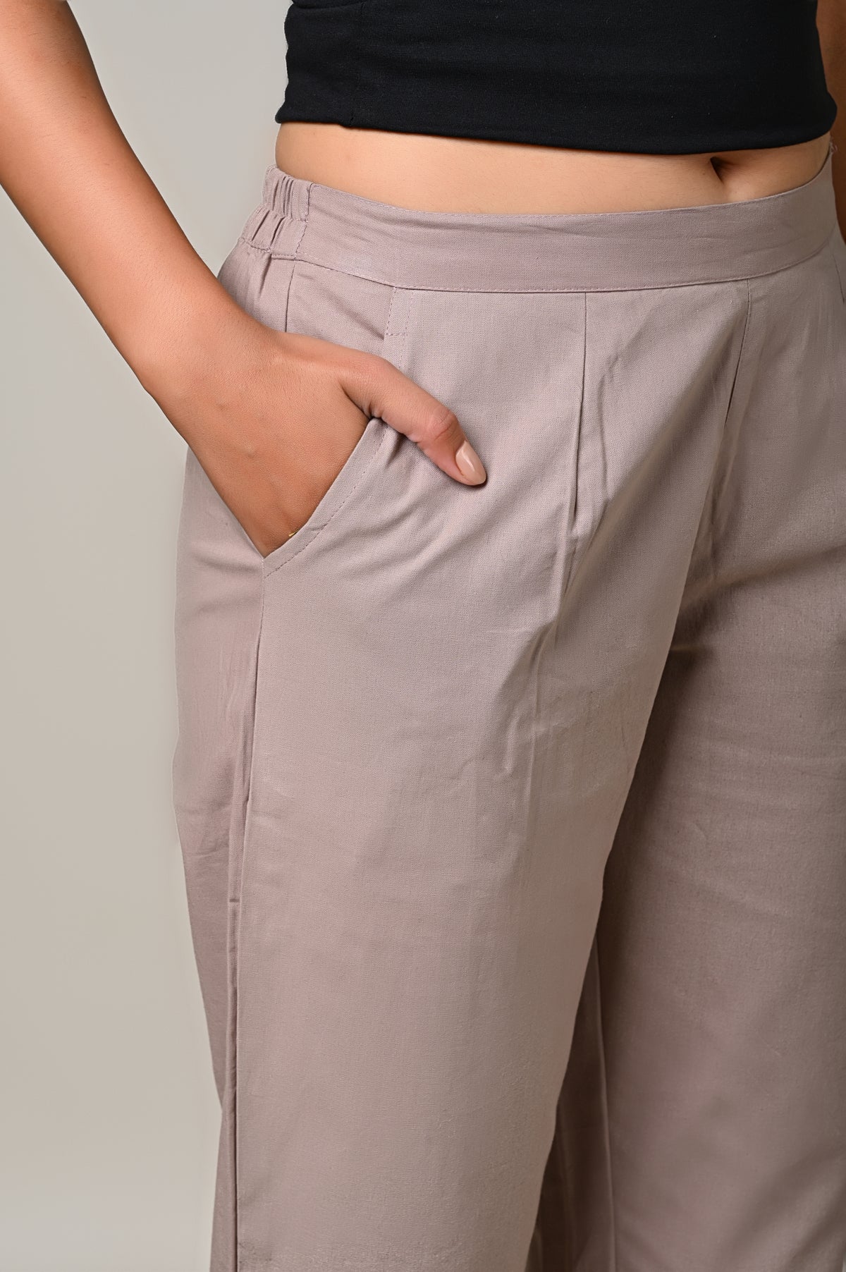 GREY COTTON PANT FOR WOMEN