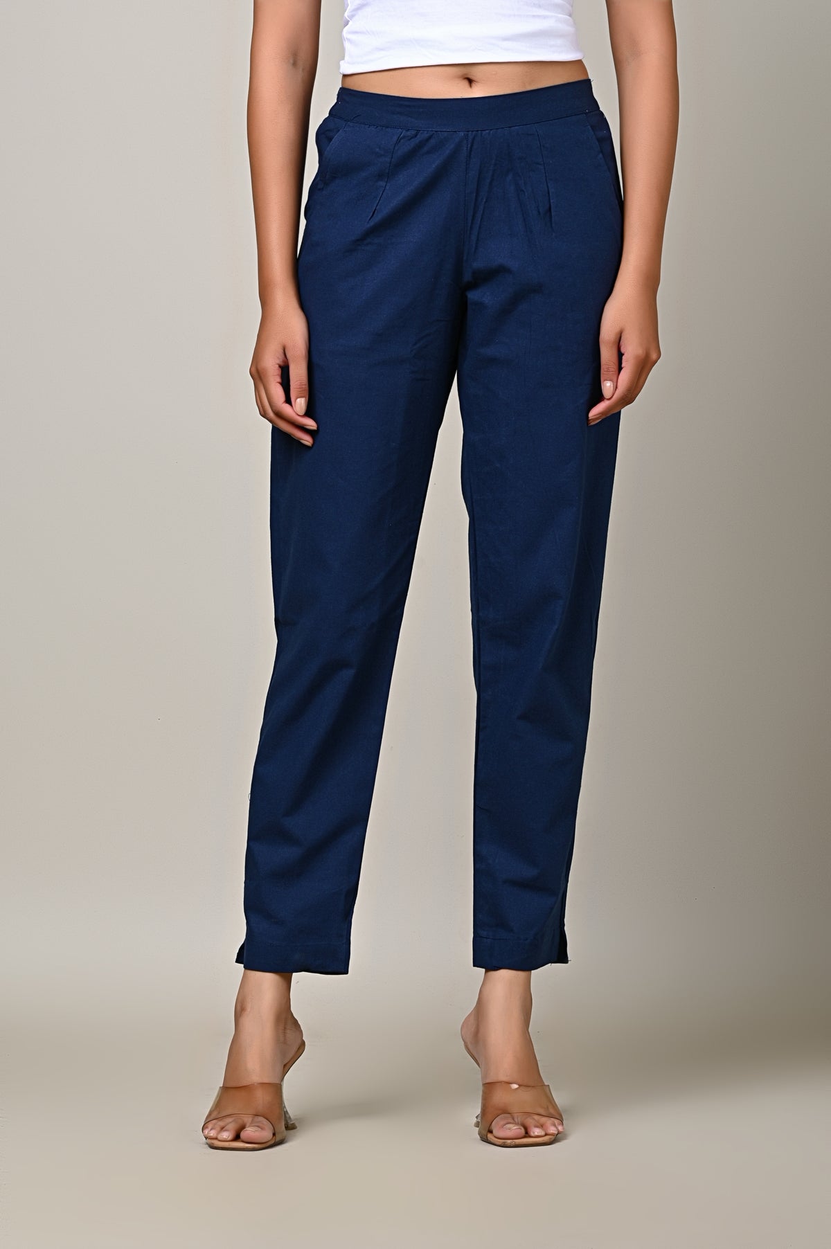 BLUE COTTON PANT FOR WOMEN