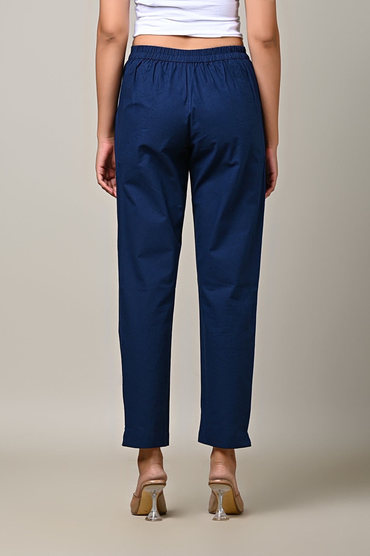 BLUE COTTON PANT FOR WOMEN