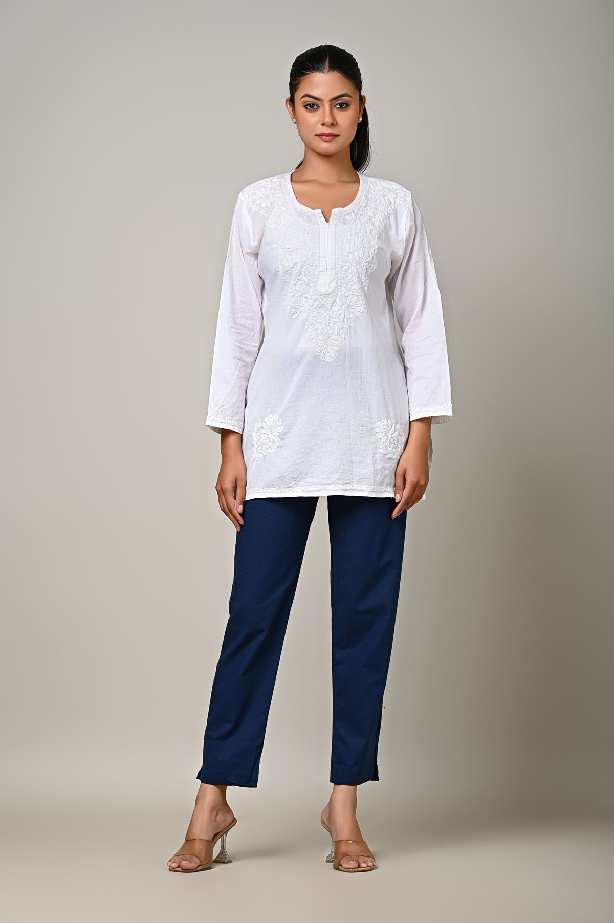 BLUE COTTON PANT FOR WOMEN
