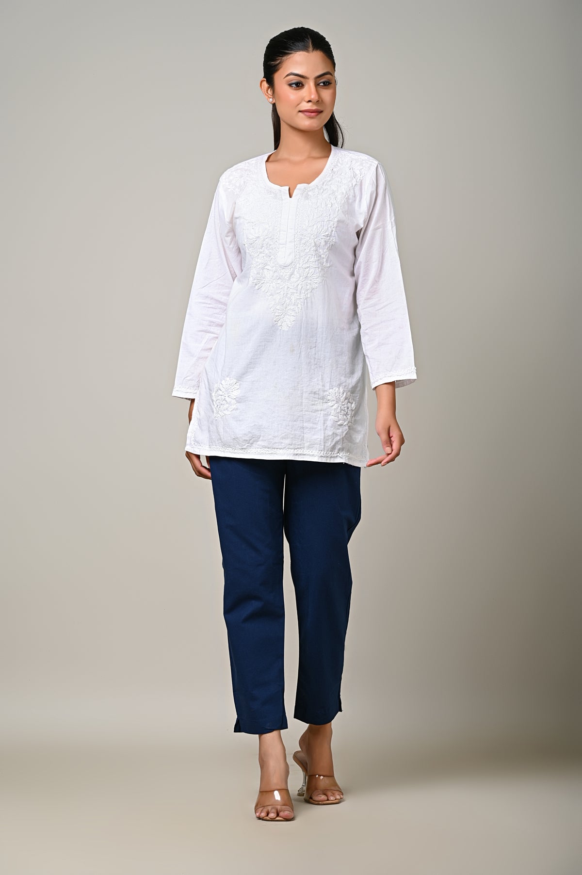 BLUE COTTON PANT FOR WOMEN
