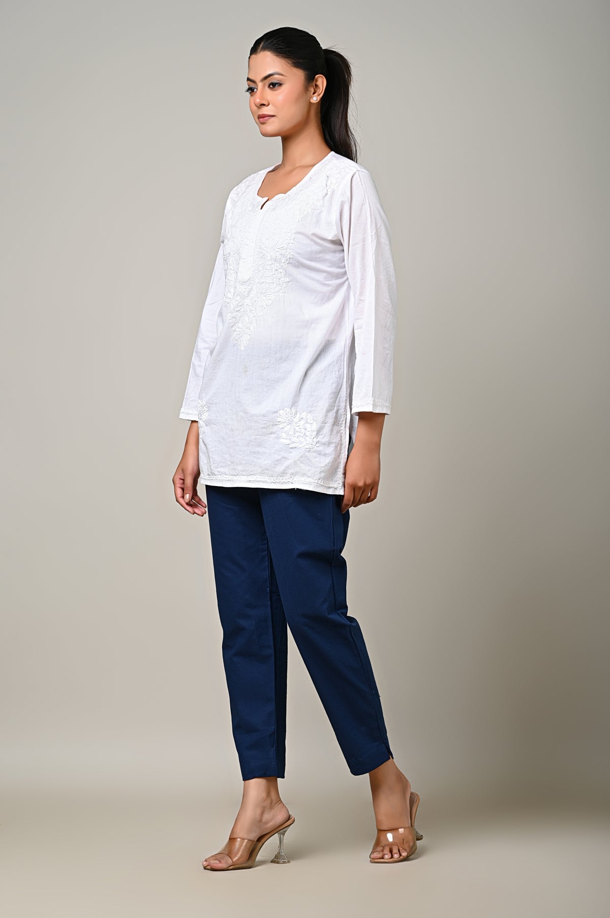BLUE COTTON PANT FOR WOMEN