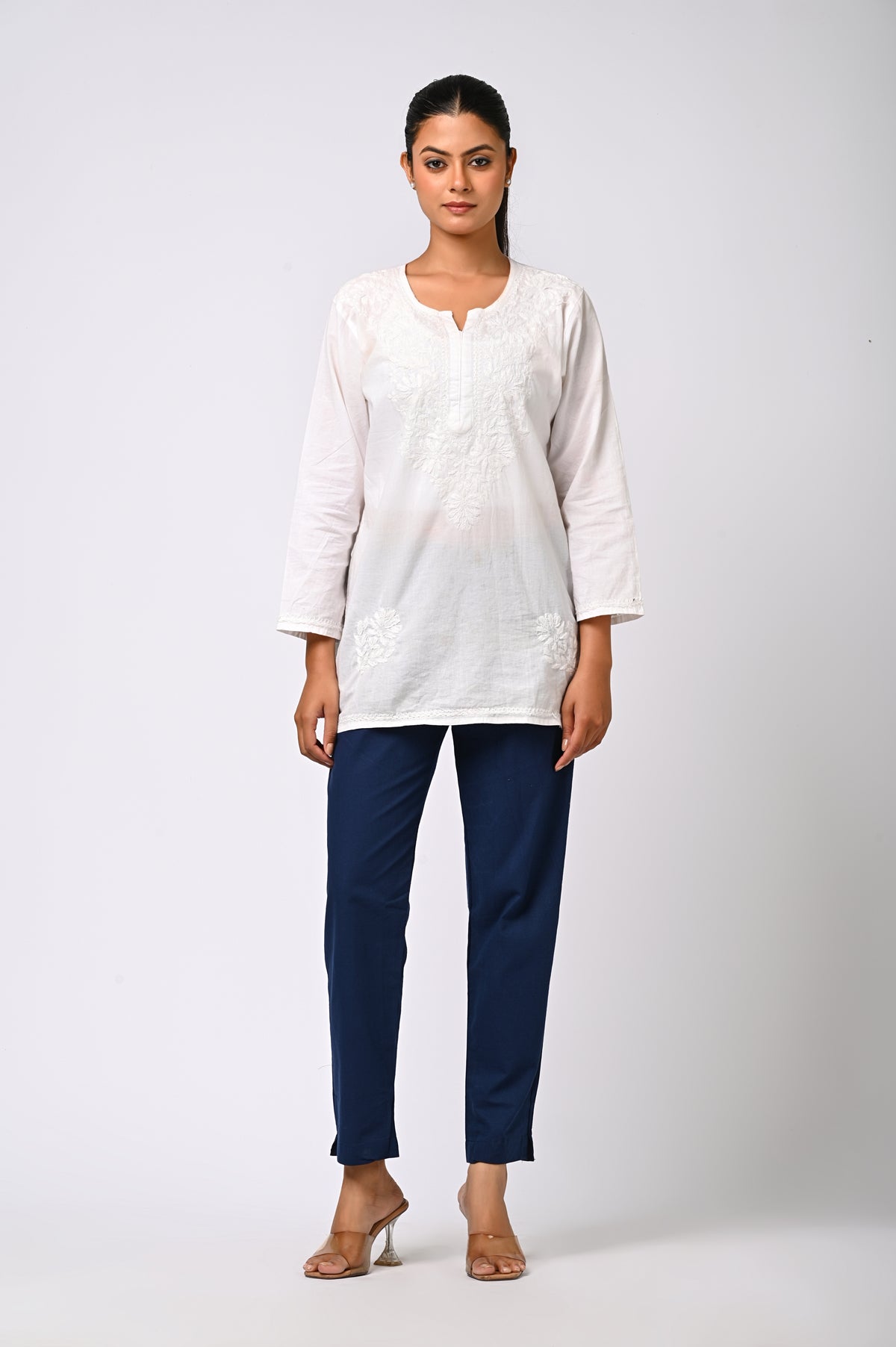 BLUE COTTON PANT FOR WOMEN
