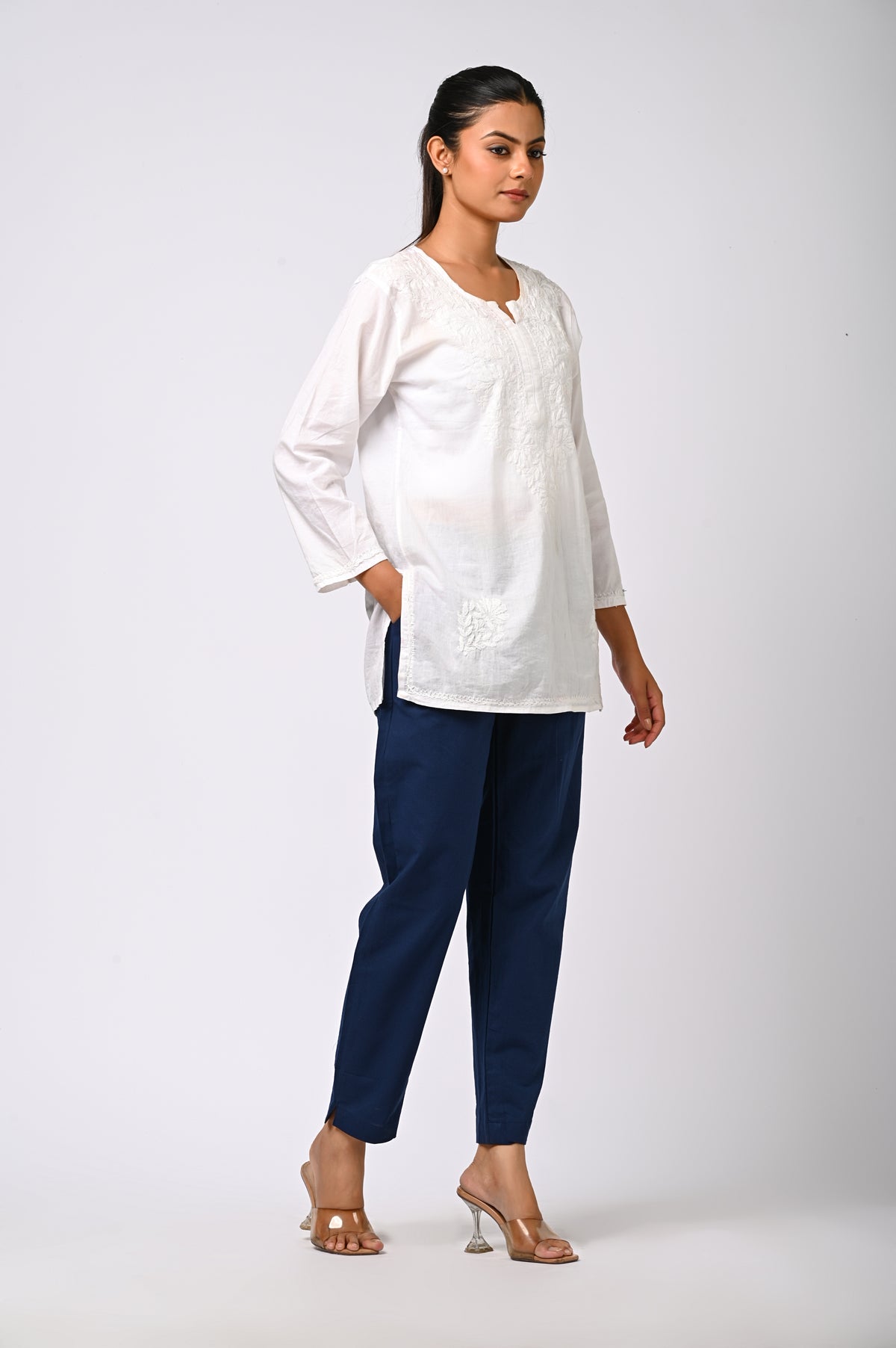 BLUE COTTON PANT FOR WOMEN