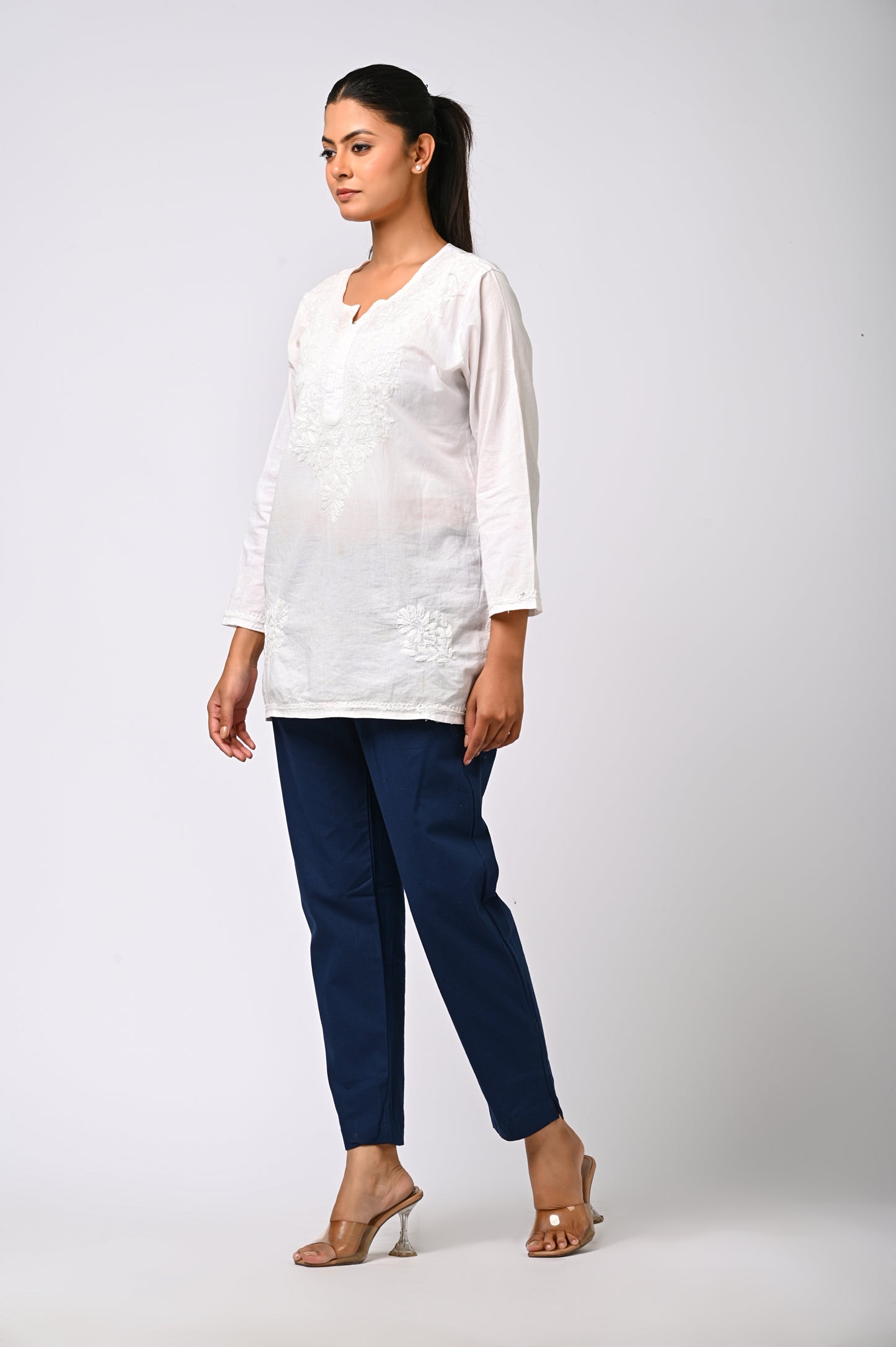 BLUE COTTON PANT FOR WOMEN