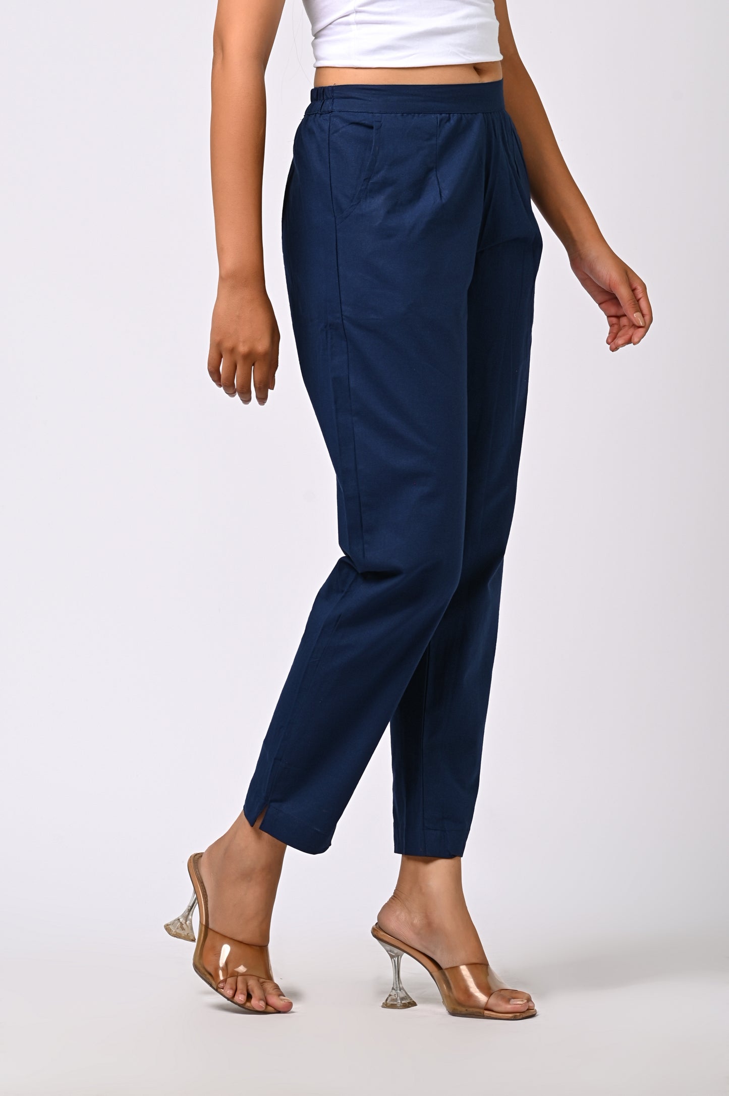 BLUE COTTON PANT FOR WOMEN