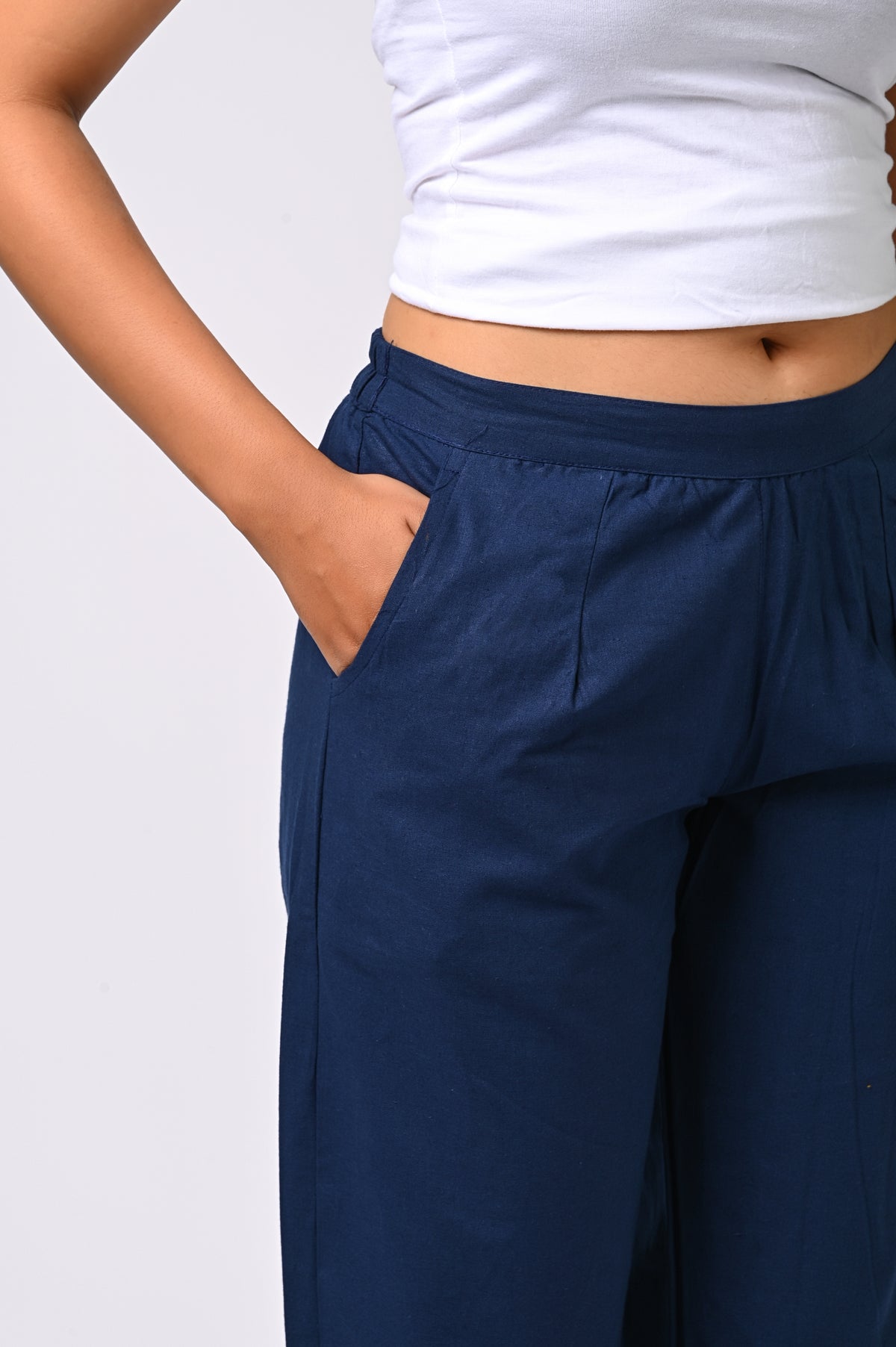 BLUE COTTON PANT FOR WOMEN
