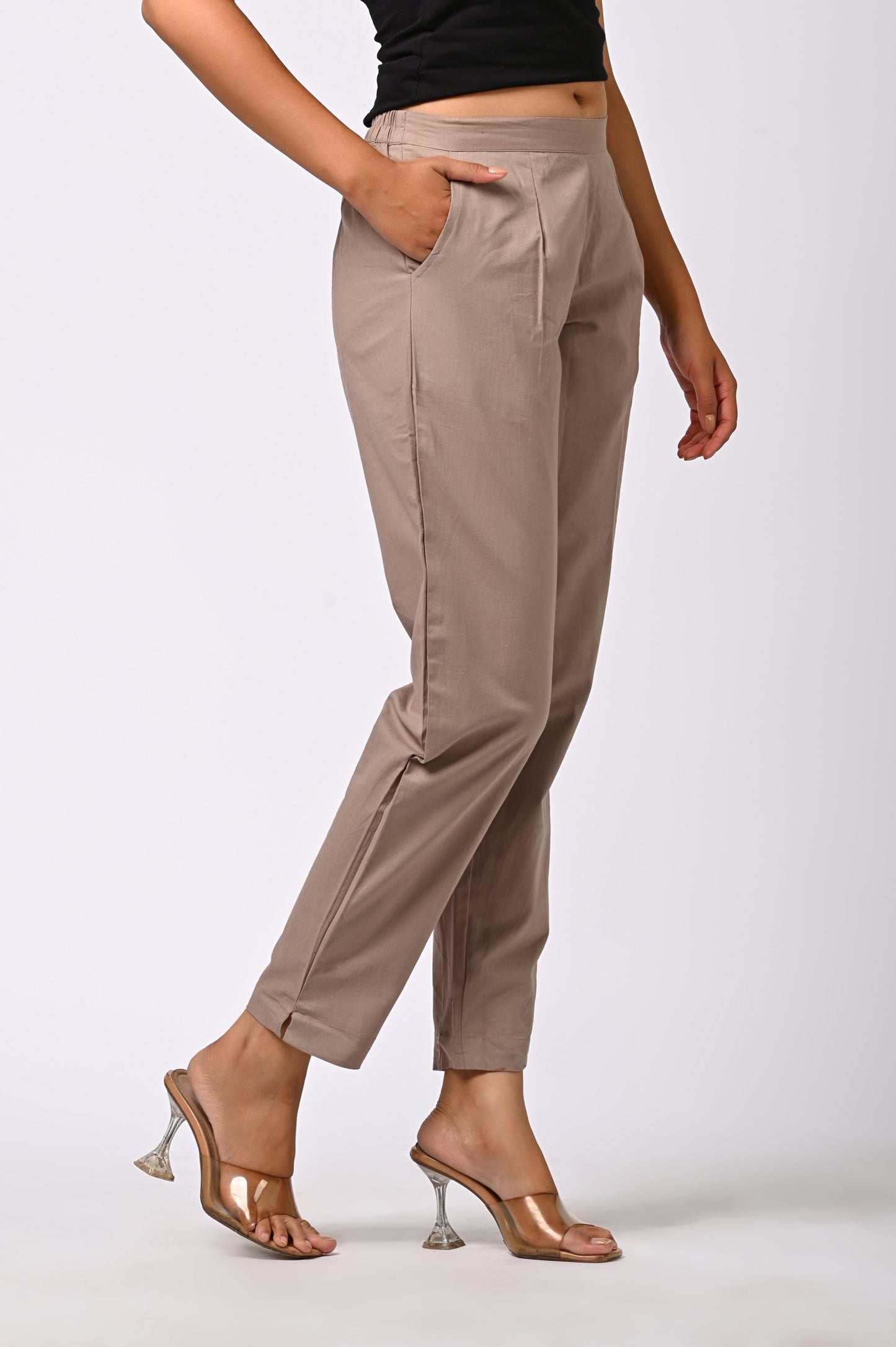 GREY COTTON PANT FOR WOMEN