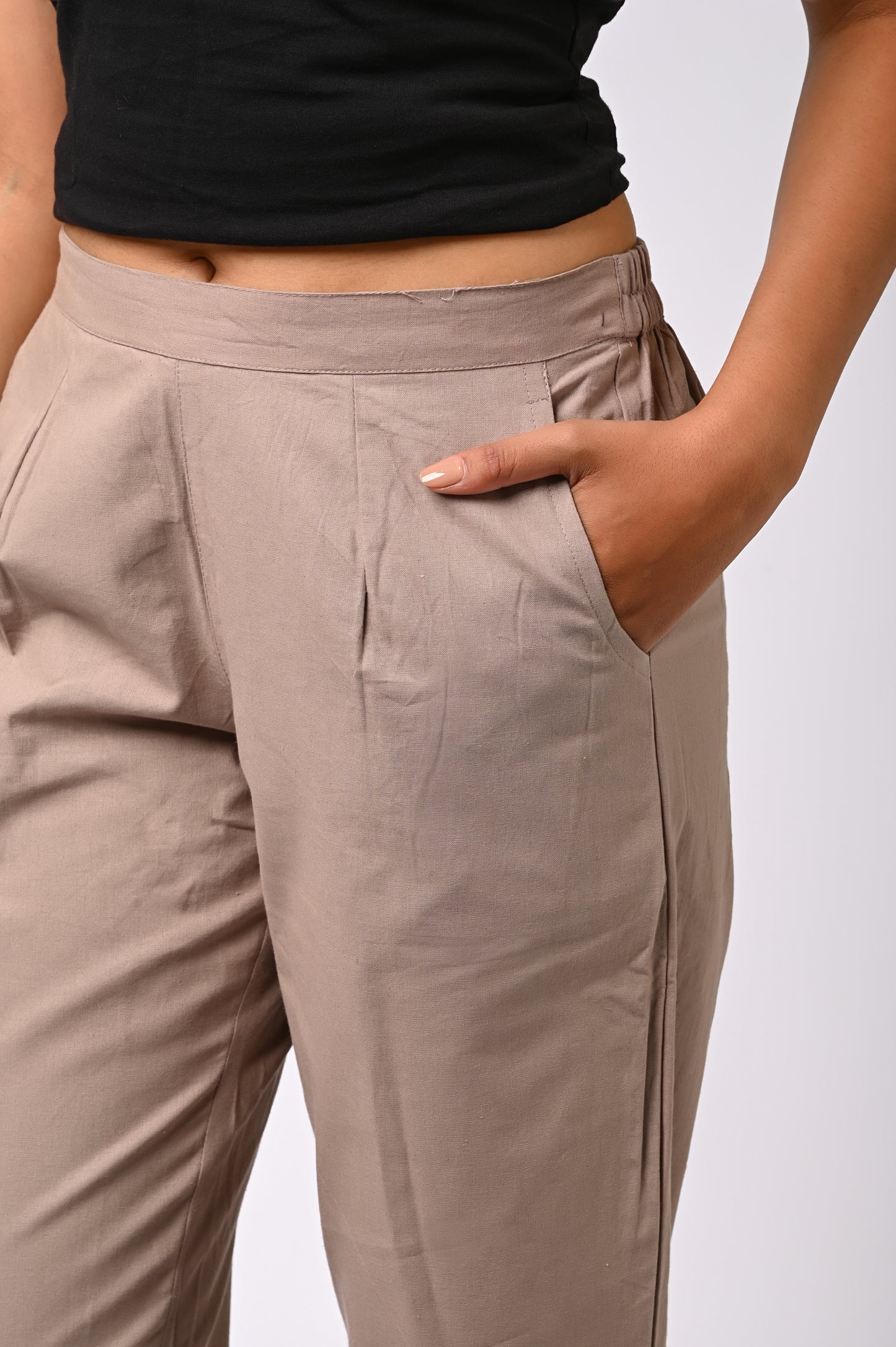 GREY COTTON PANT FOR WOMEN