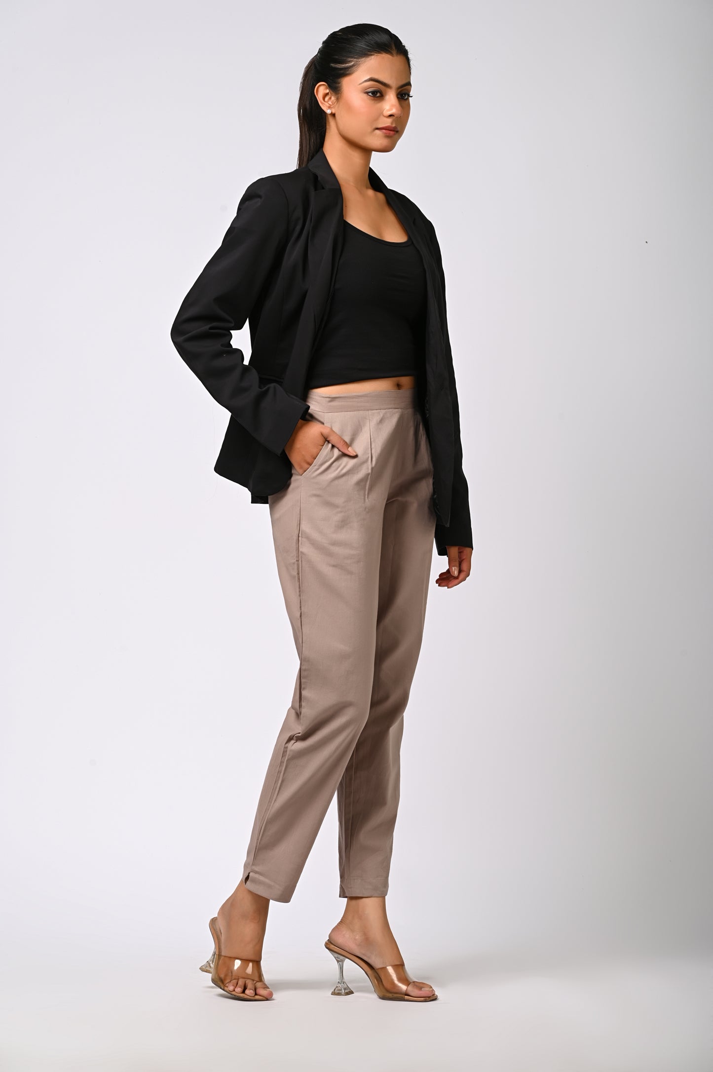 GREY COTTON PANT FOR WOMEN