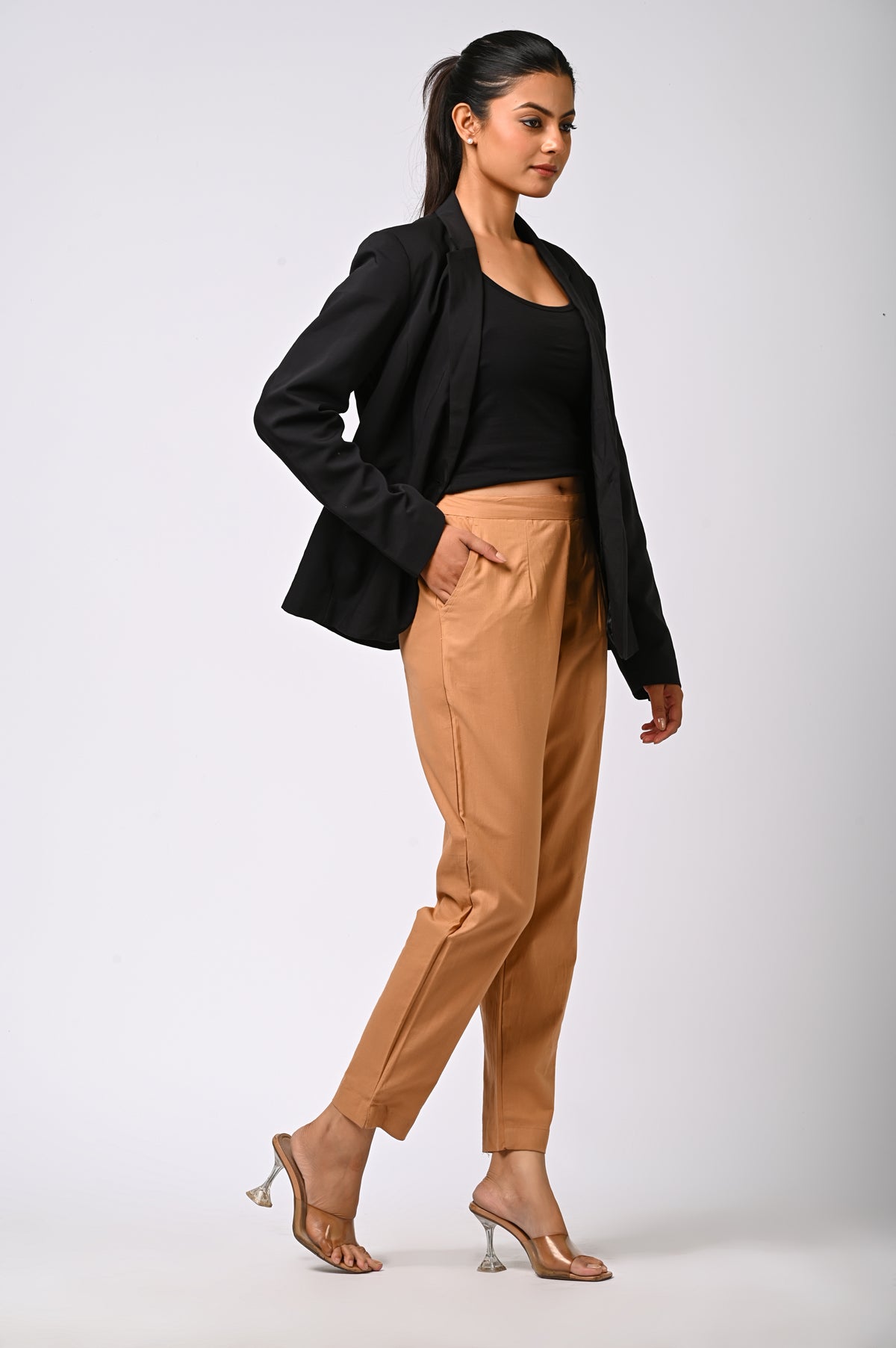COFFEE COTTON PANT FOR WOMEN