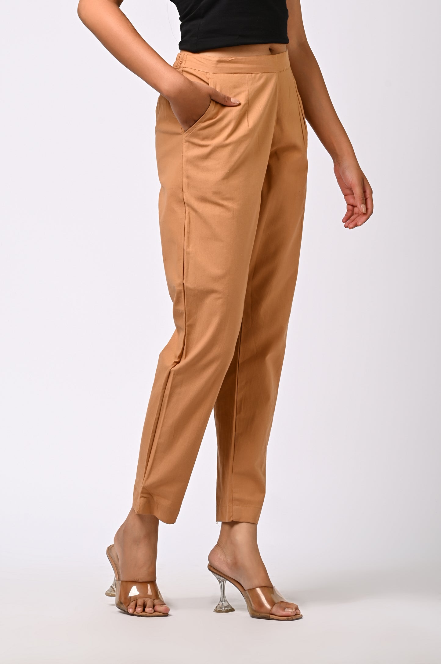 COFFEE COTTON PANT FOR WOMEN